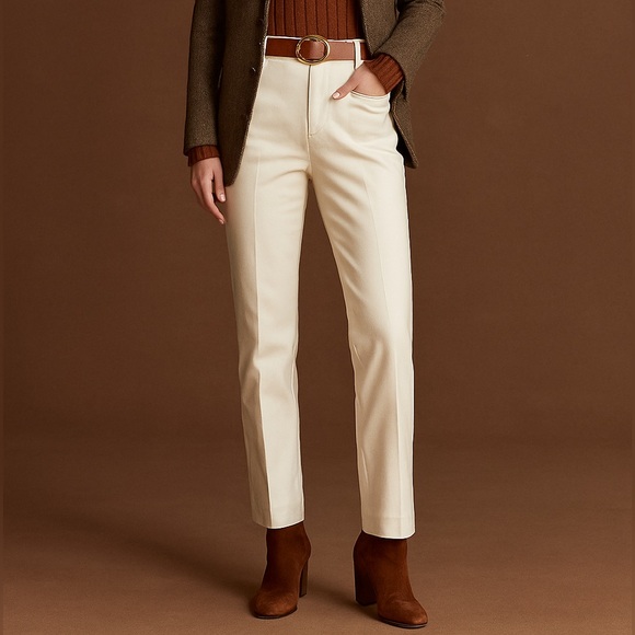 RALPH LAUREN | STRETCH PANTS | SLACKS | STRAIGHT LEG | OFF-WHITE | SIZE 2 - Picture 1 of 11